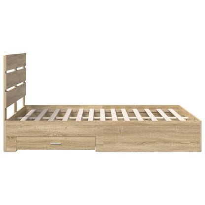 vidaXL Bed Frame with Drawer Sonoma Oak 140 x 190 cm Engineered Wood