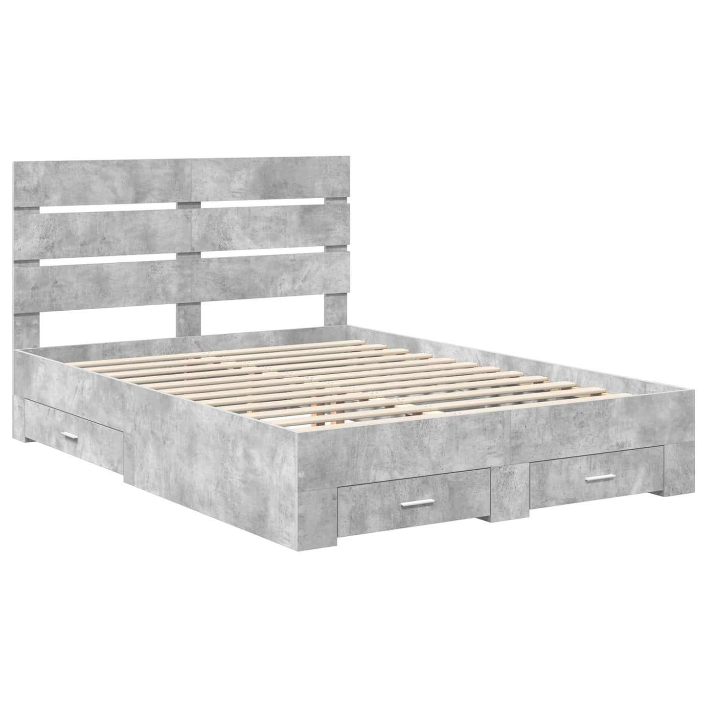 vidaXL Bed Frame Concrete Grey 140 x 190 cm Engineered Wood