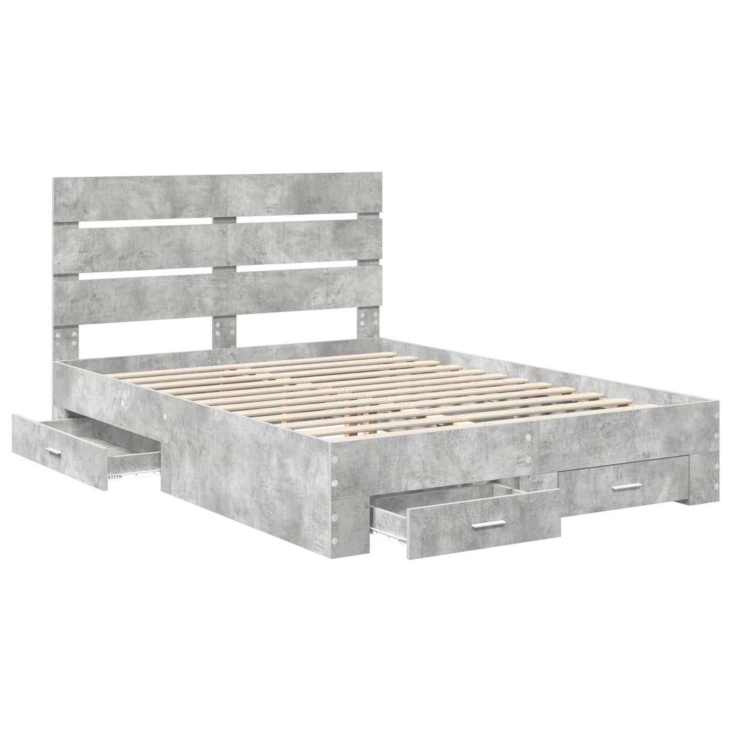 vidaXL Bed Frame Concrete Grey 140 x 190 cm Engineered Wood