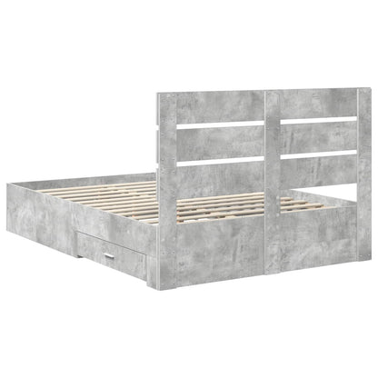 vidaXL Bed Frame Concrete Grey 140 x 190 cm Engineered Wood