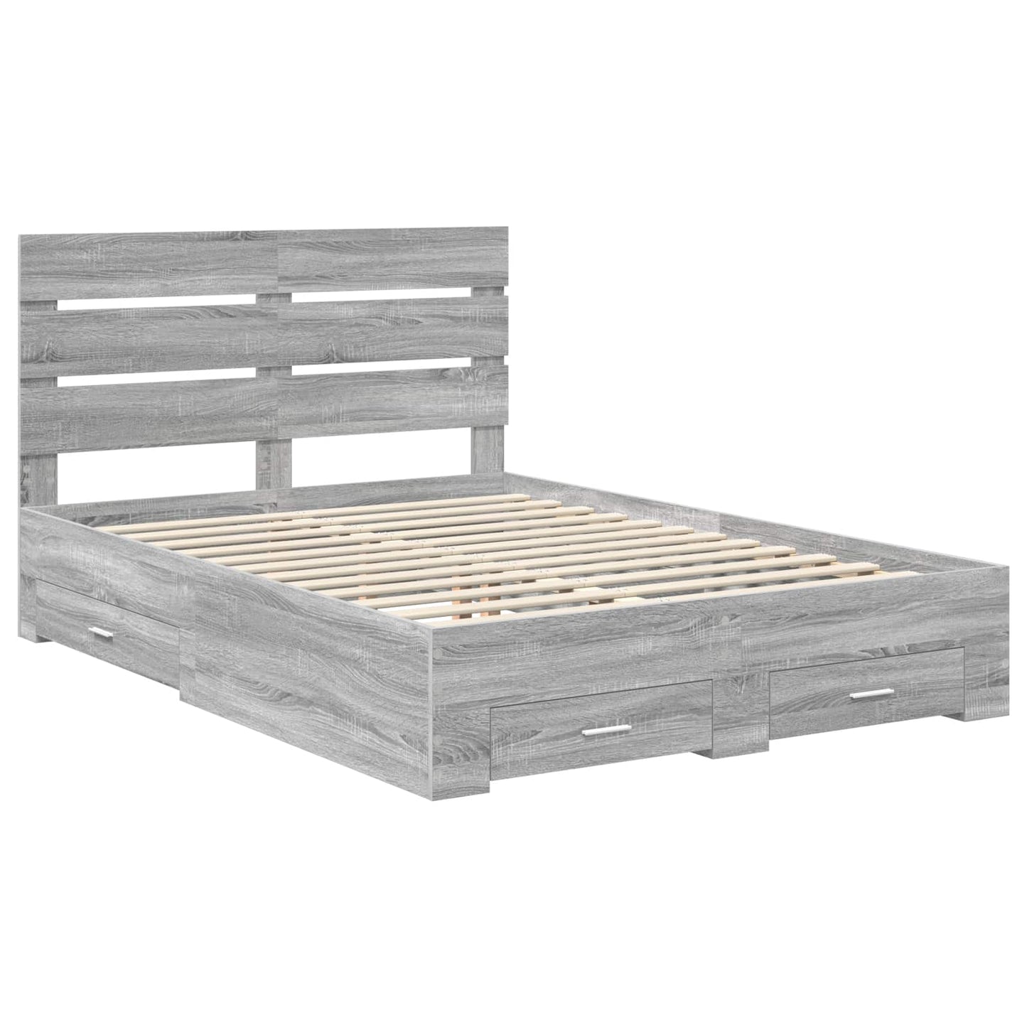 vidaXL Bed Frame with Drawer Grey Sonoma 140 x 190 cm Engineered Wood