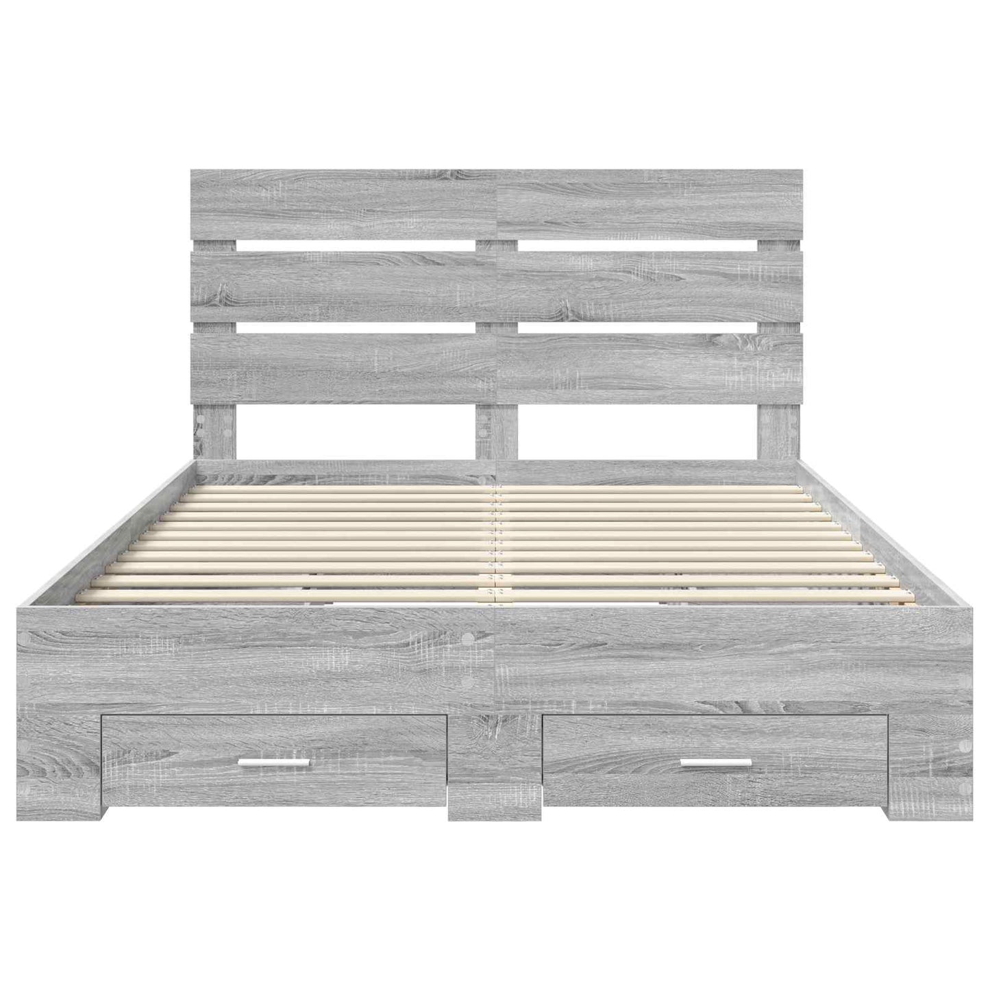 vidaXL Bed Frame with Drawer Grey Sonoma 140 x 190 cm Engineered Wood