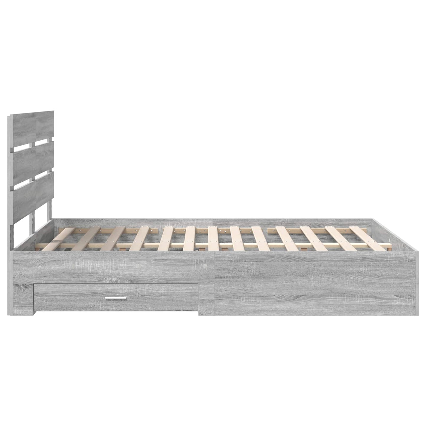 vidaXL Bed Frame with Drawer Grey Sonoma 140 x 190 cm Engineered Wood