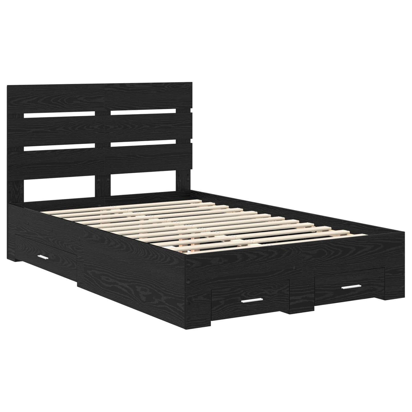 vidaXL Bed Frame with Drawer Black Oak 135 x 190 cm Engineered Wood