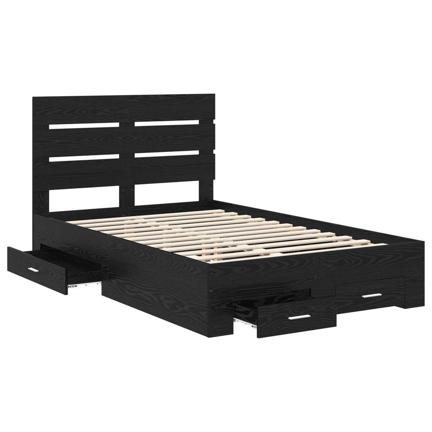 vidaXL Bed Frame with Drawer Black Oak 135 x 190 cm Engineered Wood