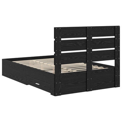 vidaXL Bed Frame with Drawer Black Oak 135 x 190 cm Engineered Wood