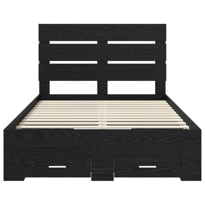 vidaXL Bed Frame with Drawer Black Oak 135 x 190 cm Engineered Wood