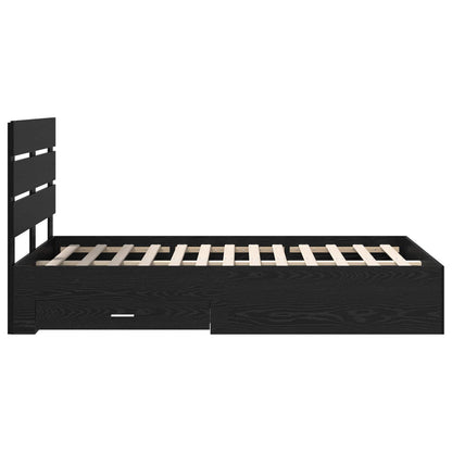 vidaXL Bed Frame with Drawer Black Oak 135 x 190 cm Engineered Wood