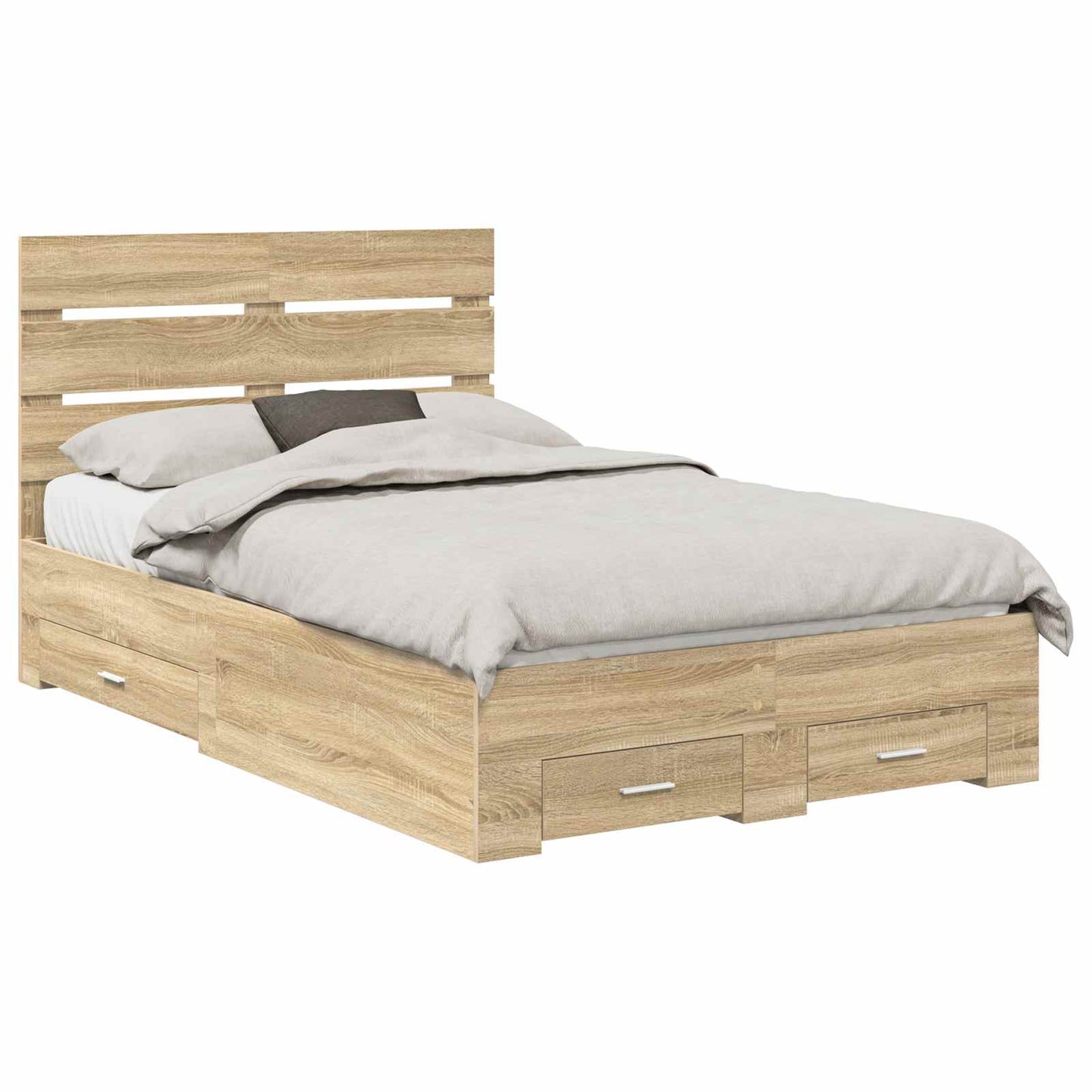 vidaXL Bed Frame with Drawer Sonoma Oak 135 x 190 cm Engineered Wood