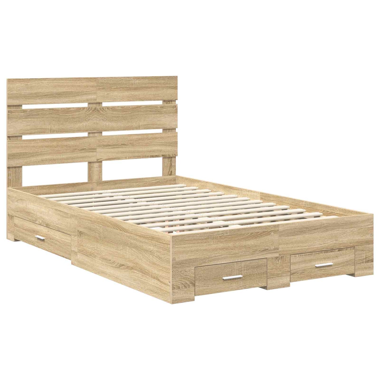 vidaXL Bed Frame with Drawer Sonoma Oak 135 x 190 cm Engineered Wood