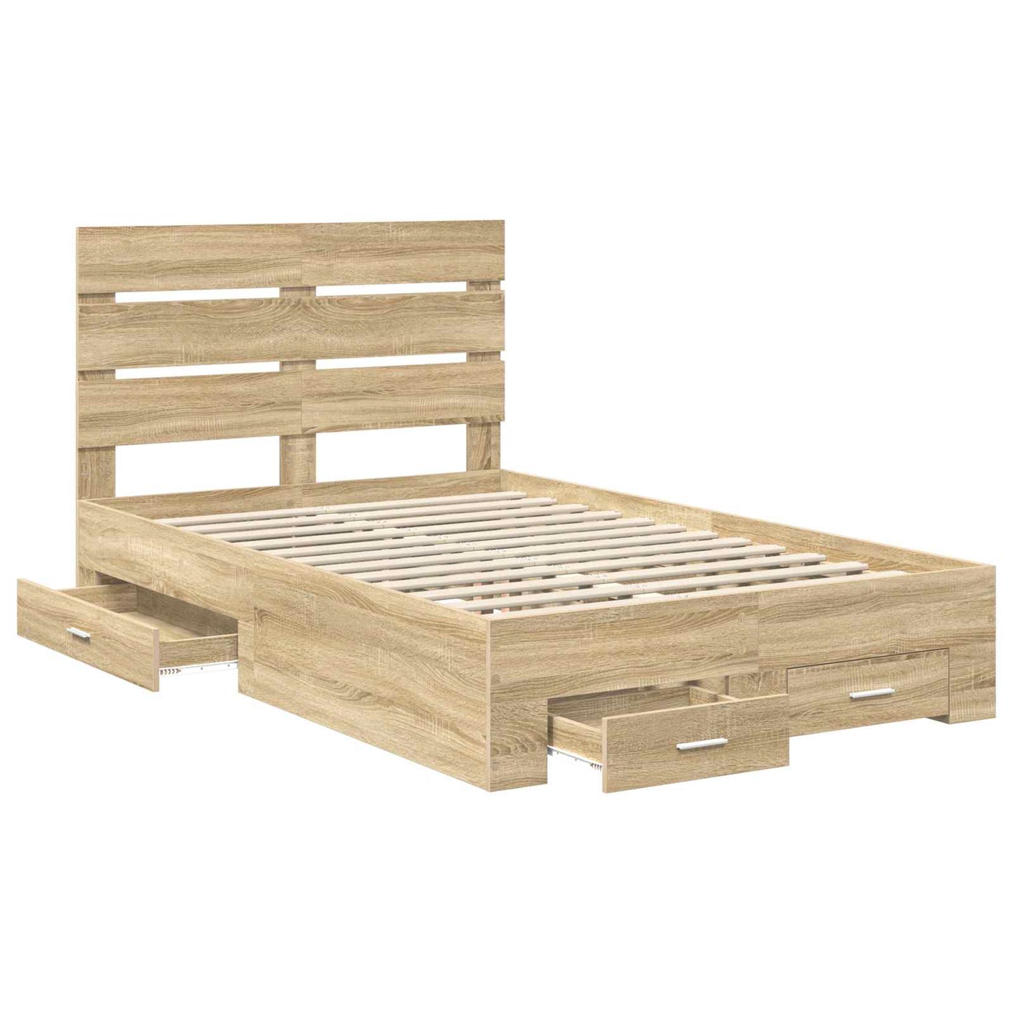 vidaXL Bed Frame with Drawer Sonoma Oak 135 x 190 cm Engineered Wood