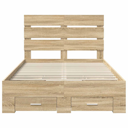 vidaXL Bed Frame with Drawer Sonoma Oak 135 x 190 cm Engineered Wood