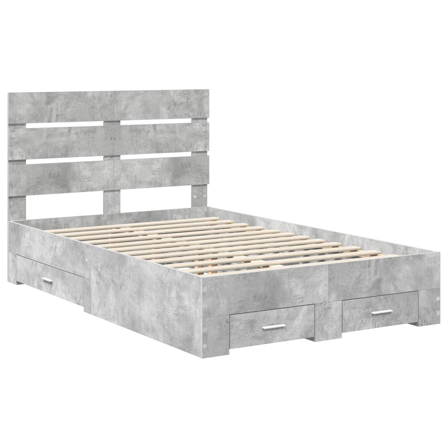 vidaXL Bed Frame Concrete Grey 135 x 190 cm Engineered Wood