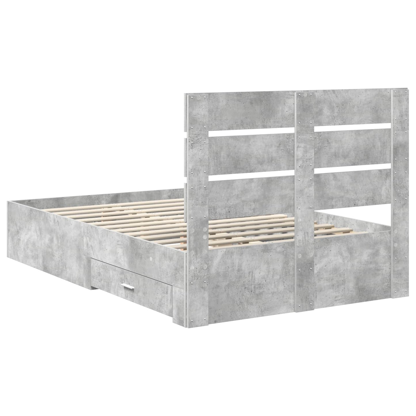 vidaXL Bed Frame Concrete Grey 135 x 190 cm Engineered Wood