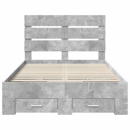 vidaXL Bed Frame Concrete Grey 135 x 190 cm Engineered Wood