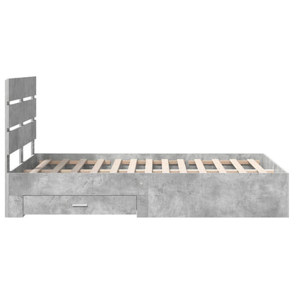 vidaXL Bed Frame Concrete Grey 135 x 190 cm Engineered Wood