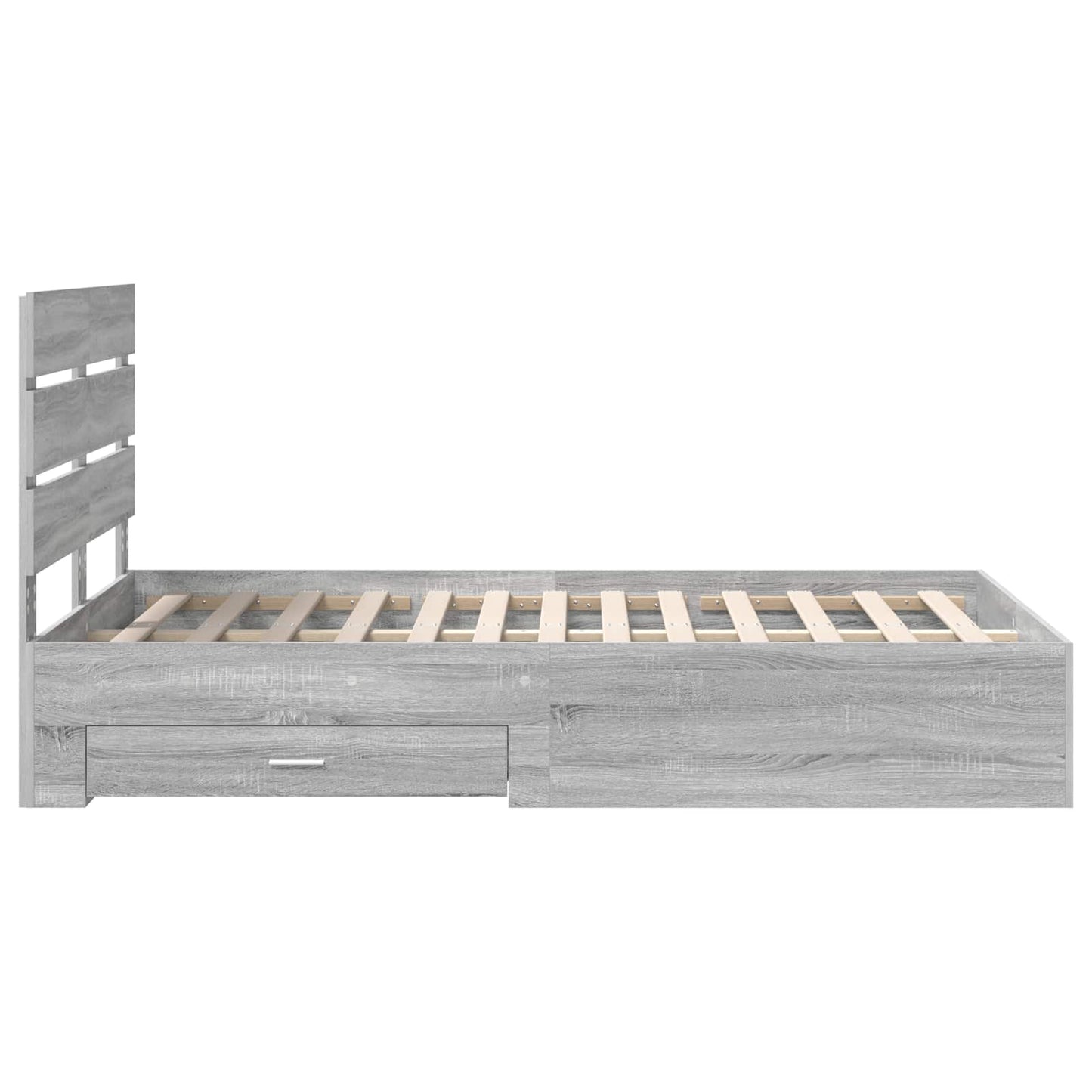 vidaXL Bed Frame with Drawer Grey Sonoma 135 x 190 cm Engineered Wood