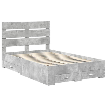 vidaXL Bed Frame Concrete Grey 120 x 200 cm Engineered Wood