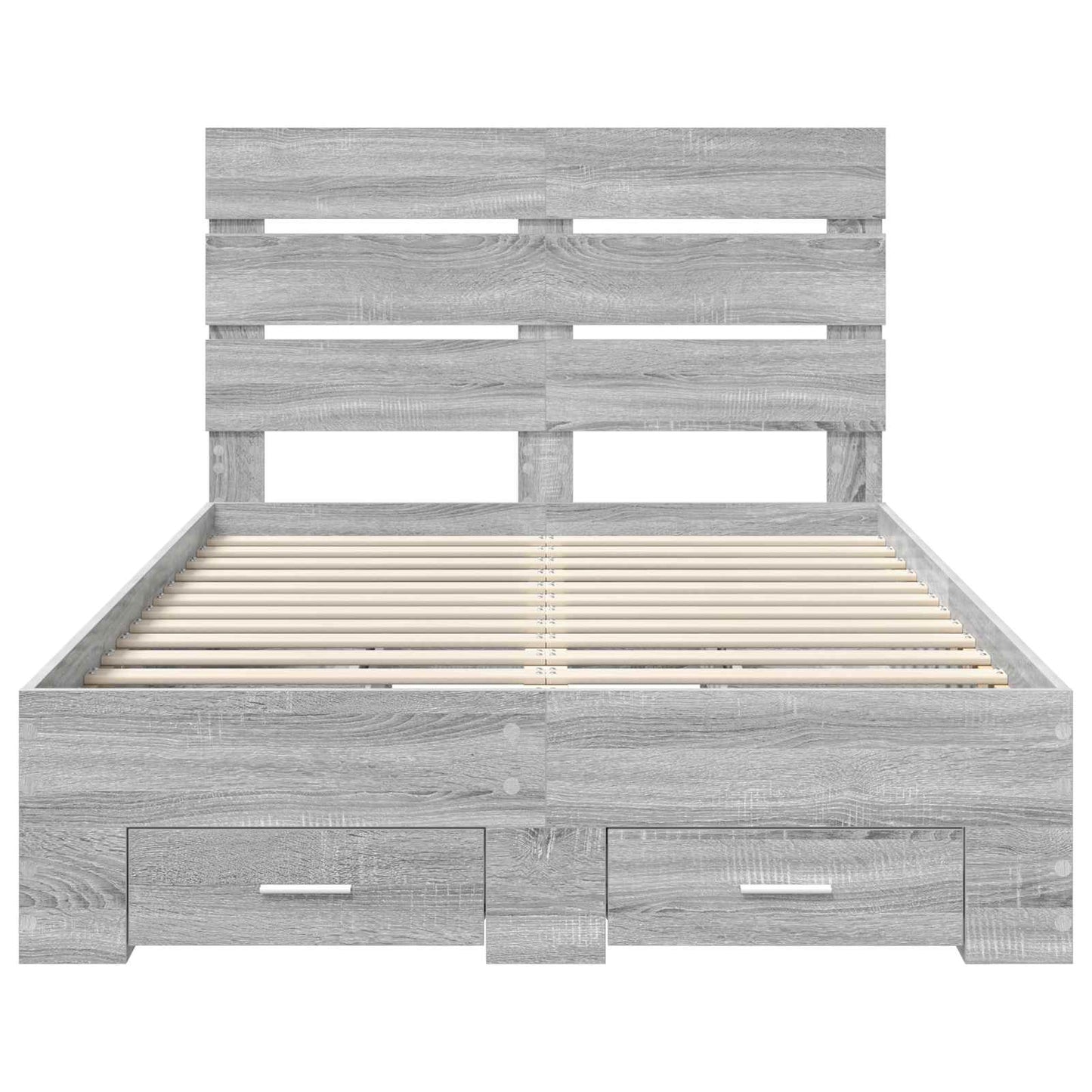 vidaXL Bed Frame with Drawer Grey Sonoma 120 x 200 cm Engineered Wood