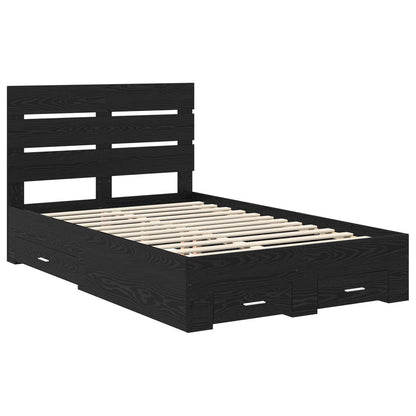 vidaXL Bed Frame with Drawer Black Oak 120 x 190 cm Engineered Wood