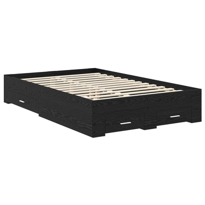 vidaXL Bed Frame with Drawer Black Oak 120 x 190 cm Engineered Wood