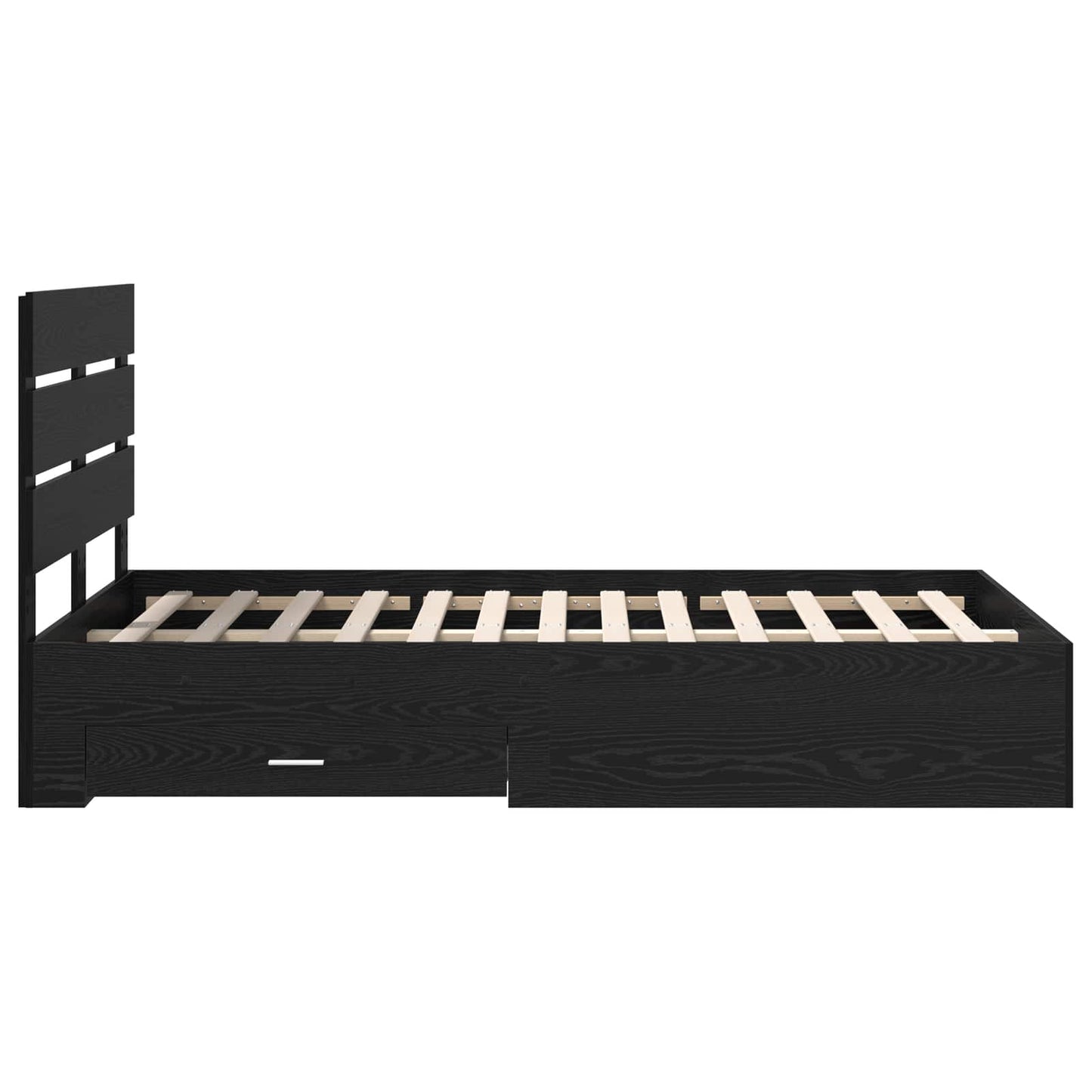 vidaXL Bed Frame with Drawer Black Oak 120 x 190 cm Engineered Wood