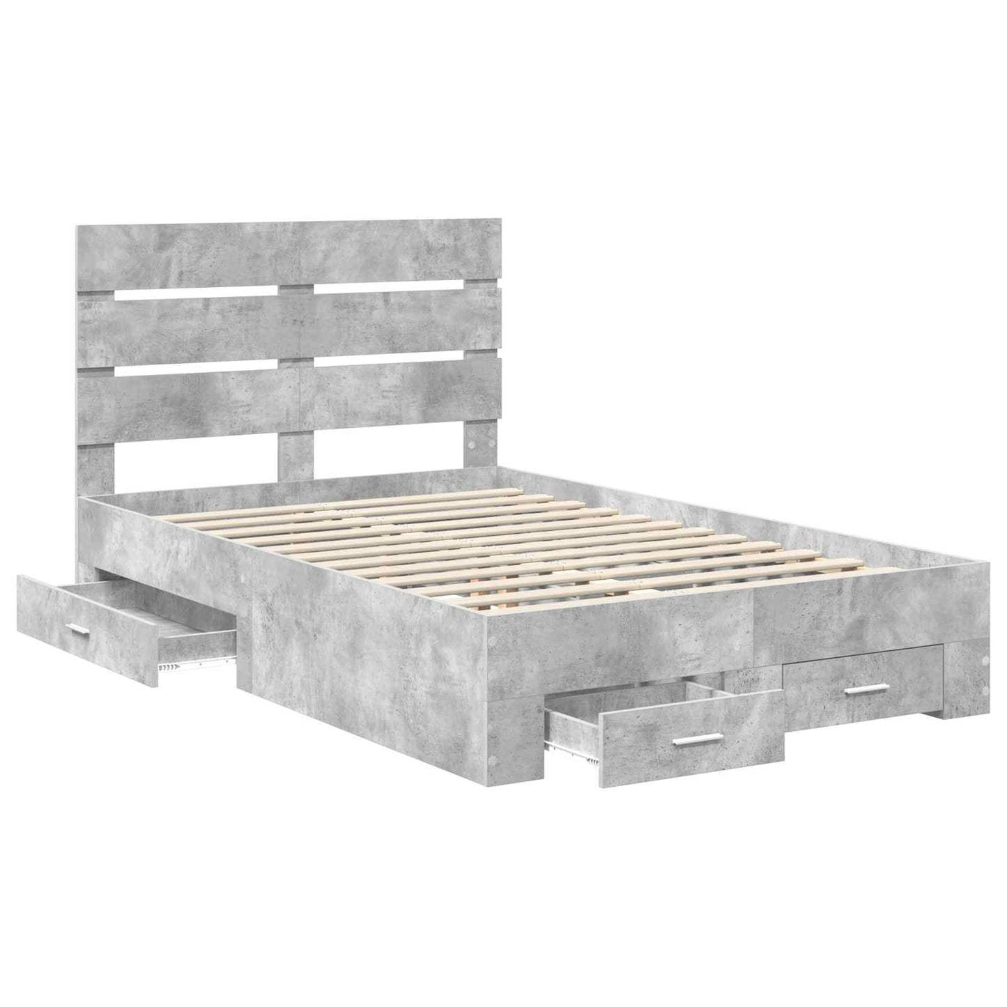 vidaXL Bed Frame Concrete Grey 120 x 190 cm Engineered Wood