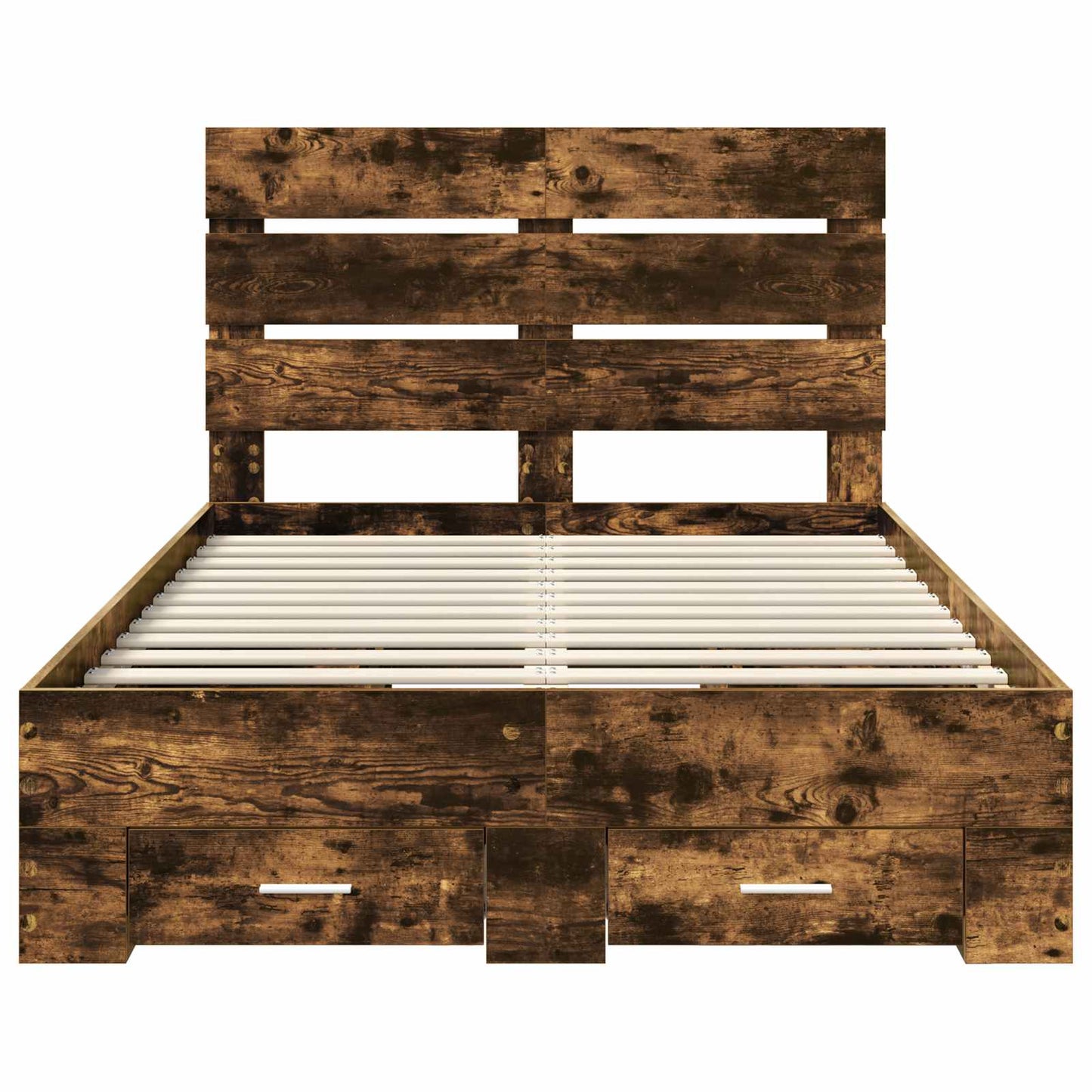 vidaXL Bed Frame with Drawer Smoked Oak 120 x 190 cm Engineered Wood