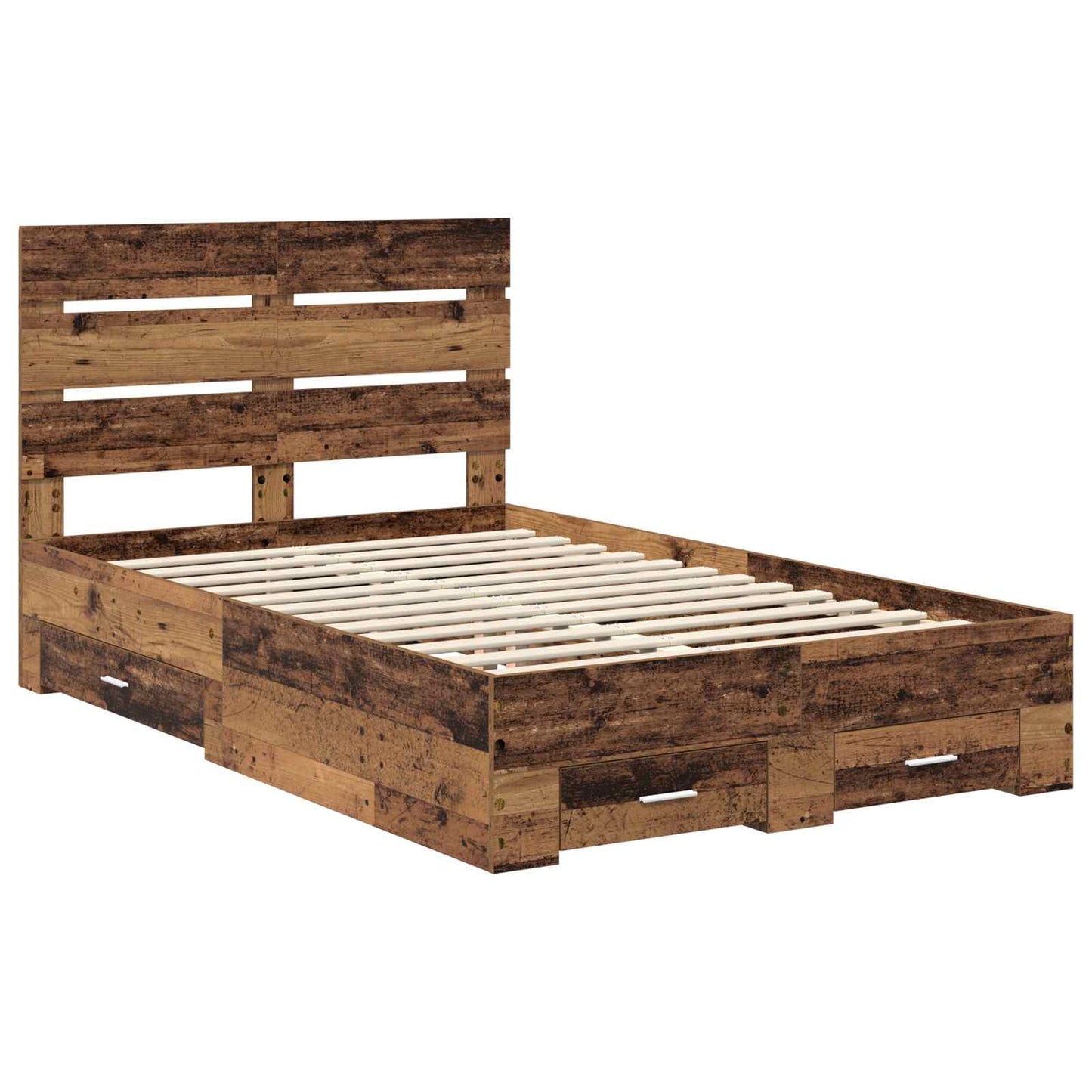 vidaXL Bed Frame with Drawer Old Wood 120 x 190 cm Engineered Wood