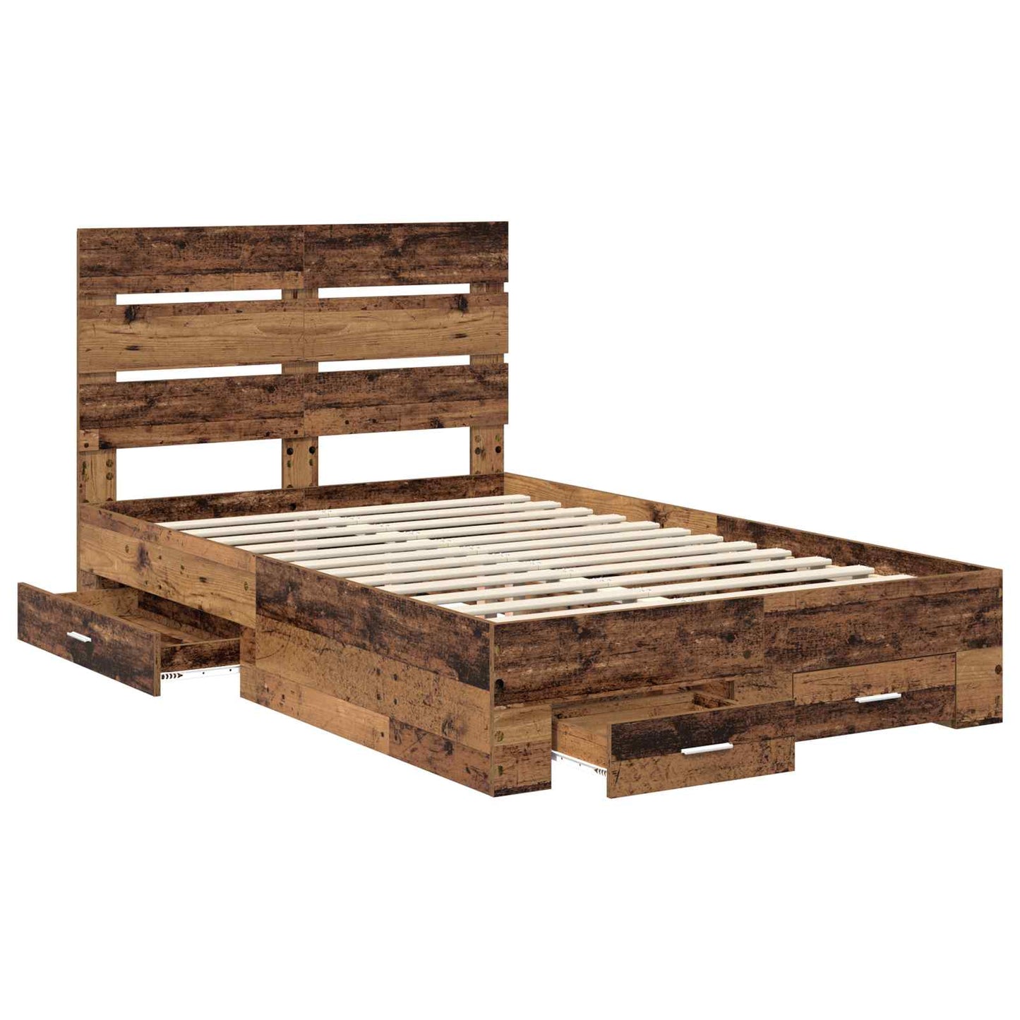 vidaXL Bed Frame with Drawer Old Wood 120 x 190 cm Engineered Wood