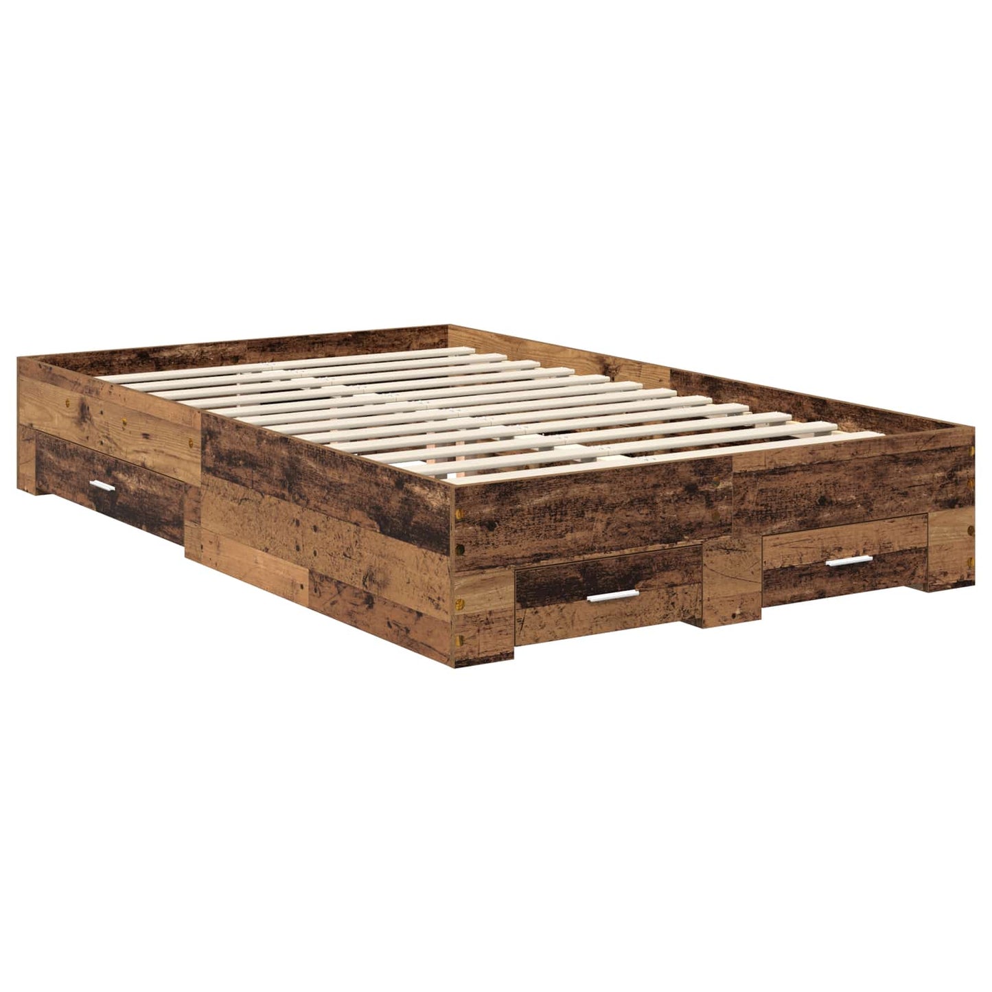 vidaXL Bed Frame with Drawer Old Wood 120 x 190 cm Engineered Wood