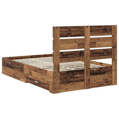 vidaXL Bed Frame with Drawer Old Wood 120 x 190 cm Engineered Wood