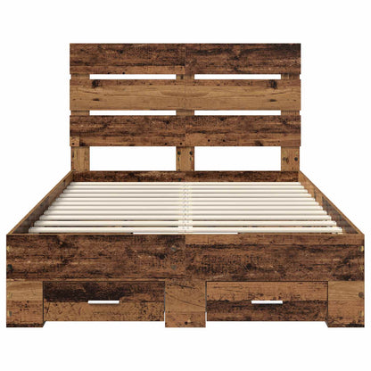 vidaXL Bed Frame with Drawer Old Wood 120 x 190 cm Engineered Wood