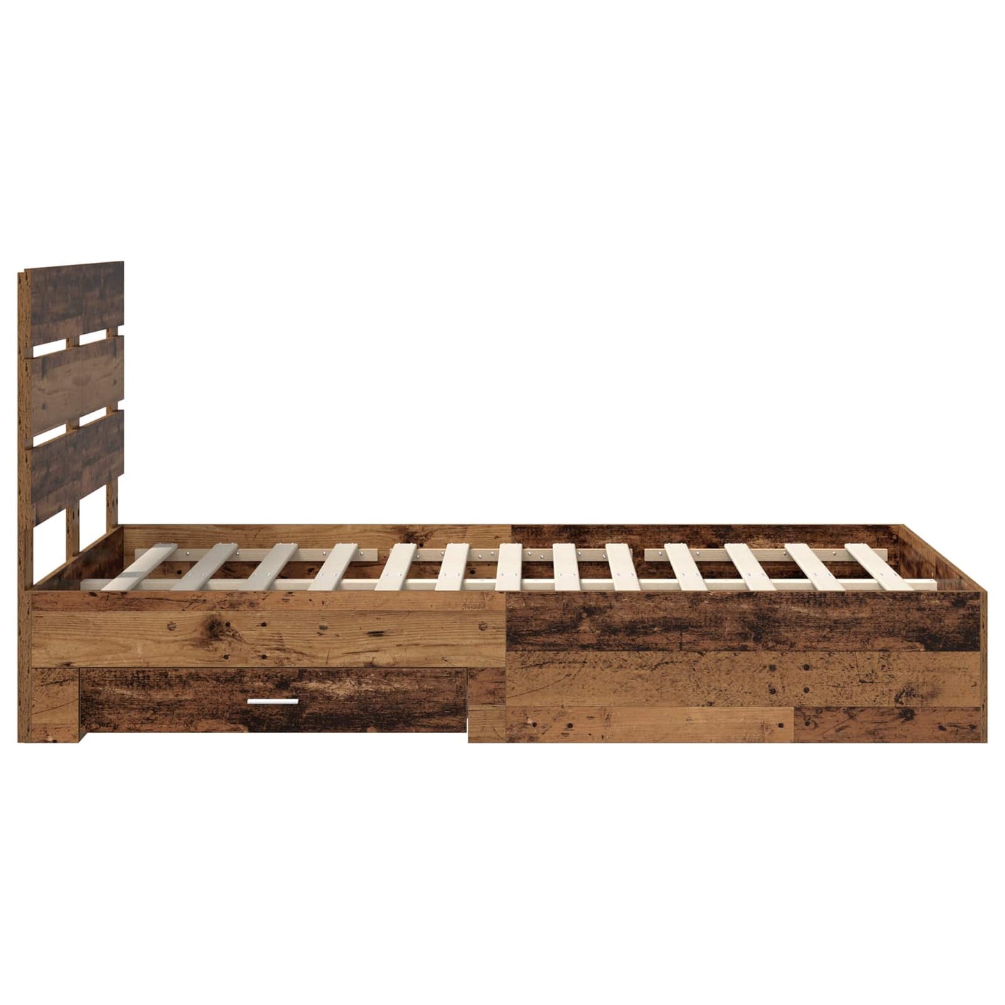 vidaXL Bed Frame with Drawer Old Wood 120 x 190 cm Engineered Wood
