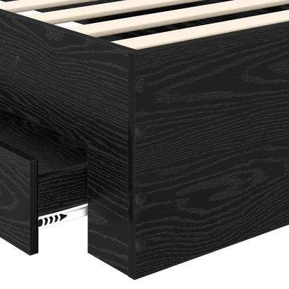 vidaXL Bed Frame with Drawer Black Oak 100 x 200 cm Engineered Wood