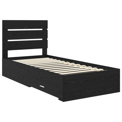 vidaXL Bed Frame with Drawer Black Oak 100 x 200 cm Engineered Wood