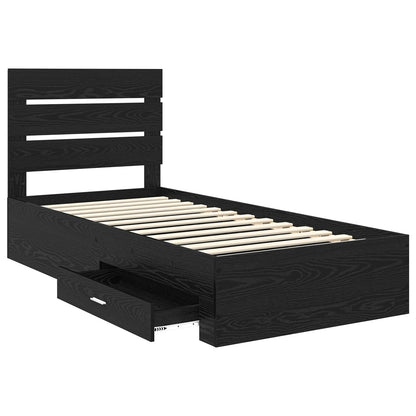 vidaXL Bed Frame with Drawer Black Oak 100 x 200 cm Engineered Wood