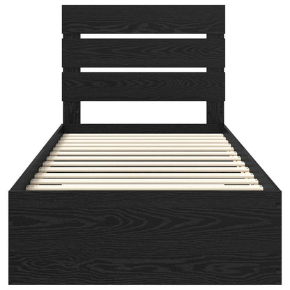 vidaXL Bed Frame with Drawer Black Oak 100 x 200 cm Engineered Wood