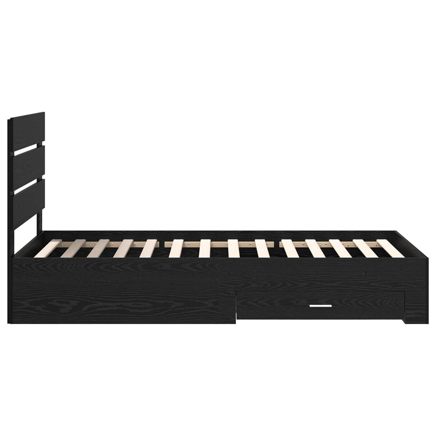 vidaXL Bed Frame with Drawer Black Oak 100 x 200 cm Engineered Wood