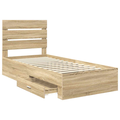vidaXL Bed Frame with Drawer Sonoma Oak 100 x 200 cm Engineered Wood