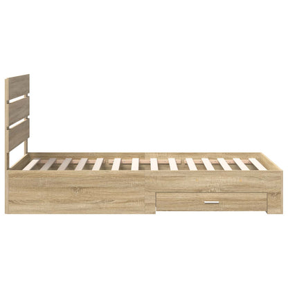 vidaXL Bed Frame with Drawer Sonoma Oak 100 x 200 cm Engineered Wood