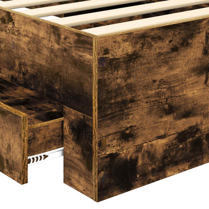 vidaXL Bed Frame with Drawer Smoked Oak 100 x 200 cm Engineered Wood