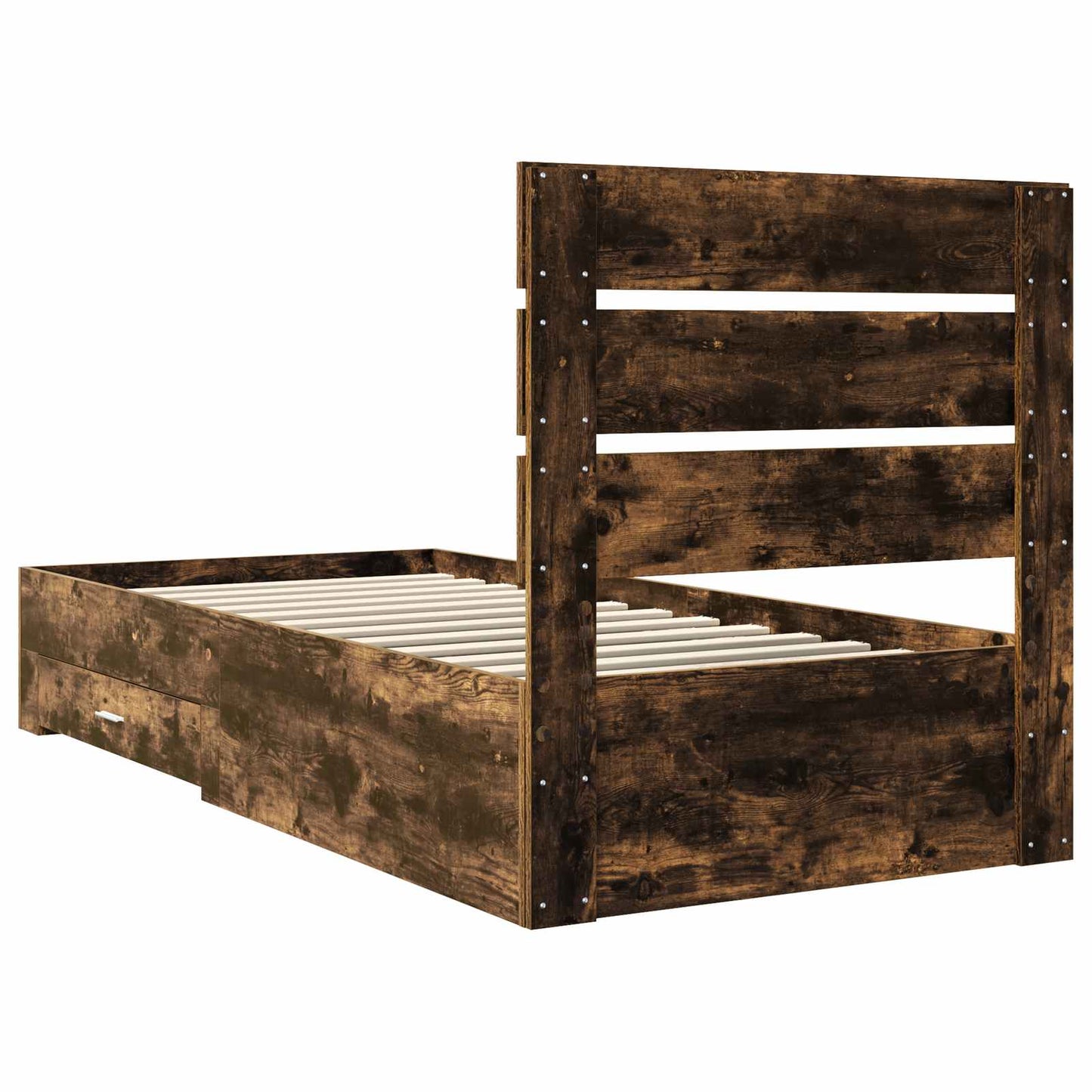 vidaXL Bed Frame with Drawer Smoked Oak 100 x 200 cm Engineered Wood