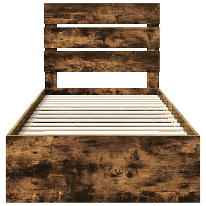 vidaXL Bed Frame with Drawer Smoked Oak 100 x 200 cm Engineered Wood