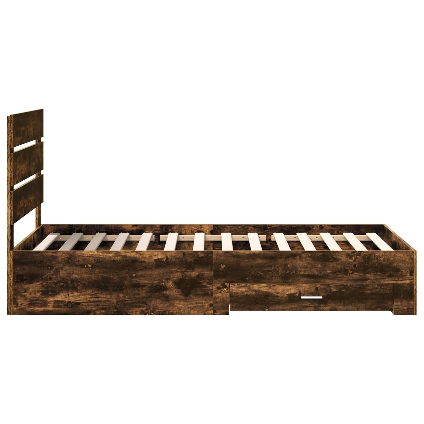 vidaXL Bed Frame with Drawer Smoked Oak 100 x 200 cm Engineered Wood