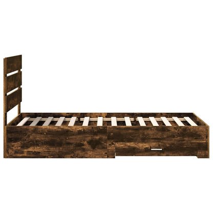 vidaXL Bed Frame with Drawer Smoked Oak 100 x 200 cm Engineered Wood