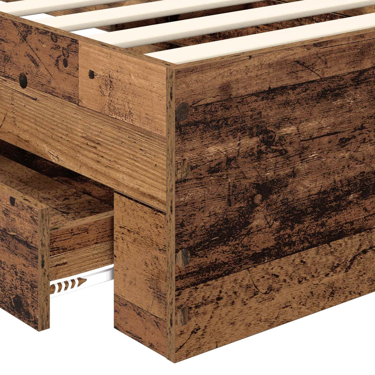 vidaXL Bed Frame with Drawer Old Wood 100 x 200 cm Engineered Wood
