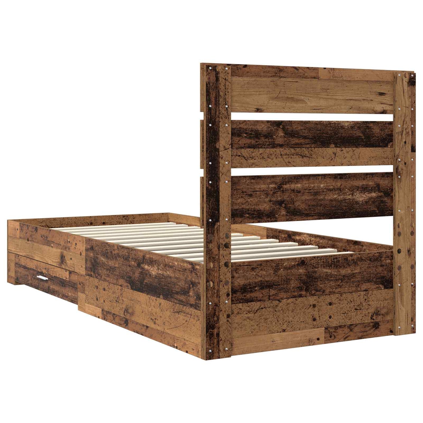 vidaXL Bed Frame with Drawer Old Wood 100 x 200 cm Engineered Wood