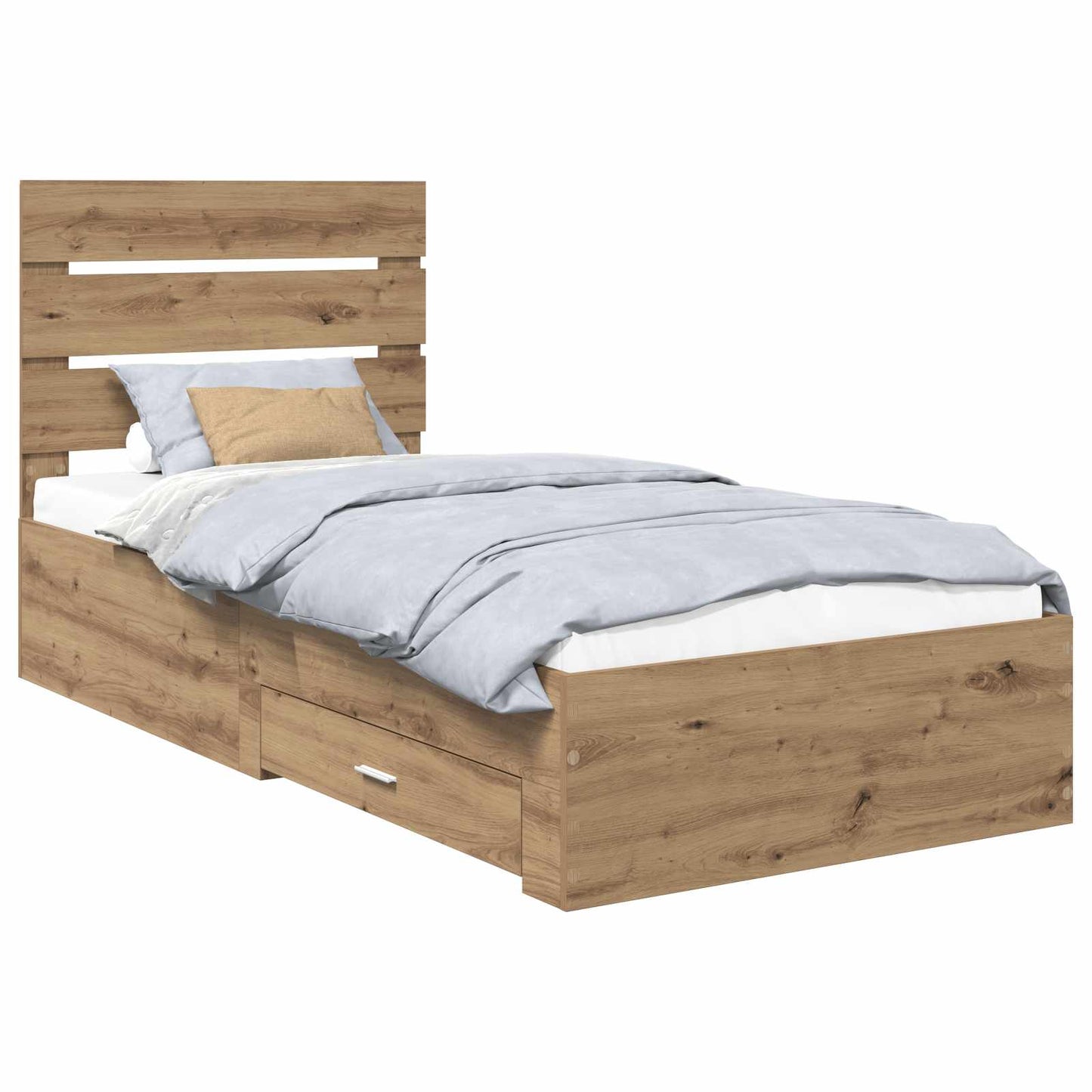 vidaXL Bed Frame with Drawer Artisan Oak 100 x 200 cm Engineered Wood