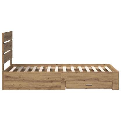 vidaXL Bed Frame with Drawer Artisan Oak 100 x 200 cm Engineered Wood